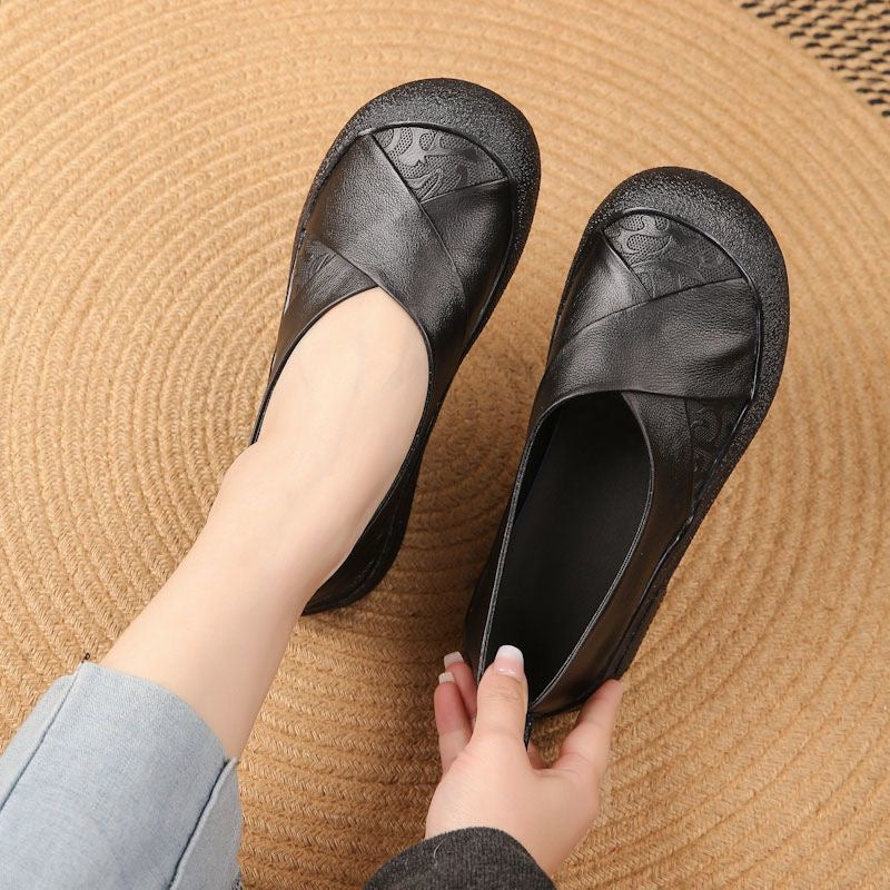 Zapato de Piel Cómodo Estilo Vintage Mujer