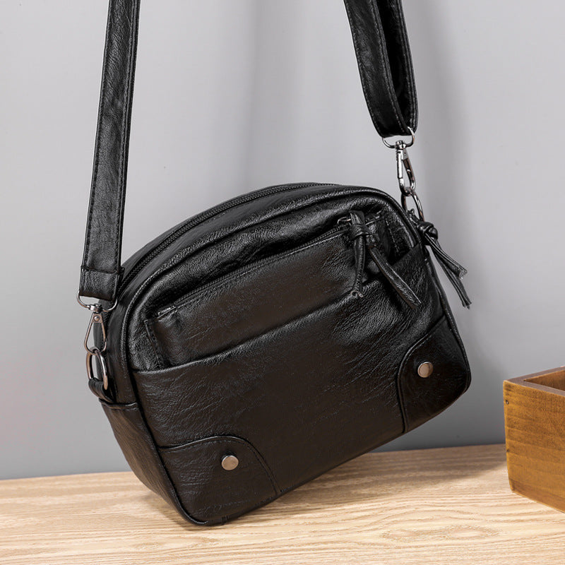Bolso bandolera sencillo de piel suave estilo retro