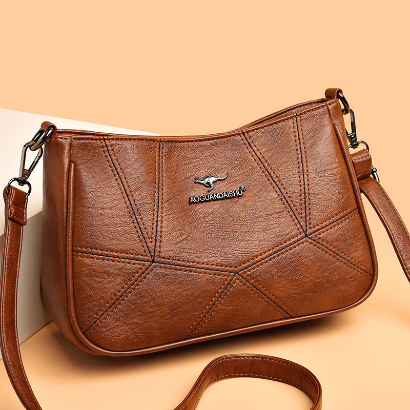 Bolso bandolera de piel suave con patchwork