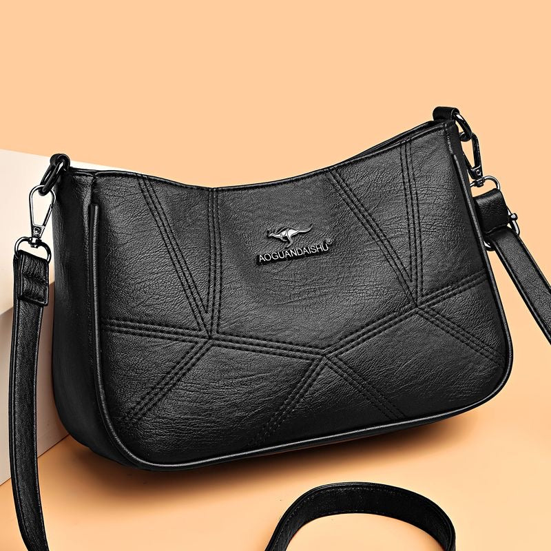 Bolso bandolera de piel suave con patchwork