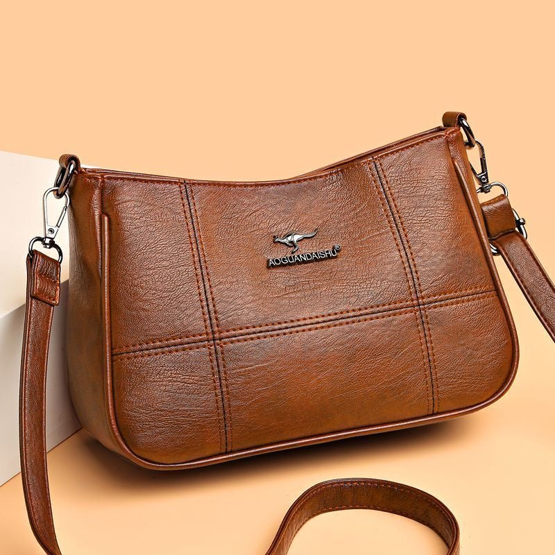 Bolso bandolera de piel suave con patchwork