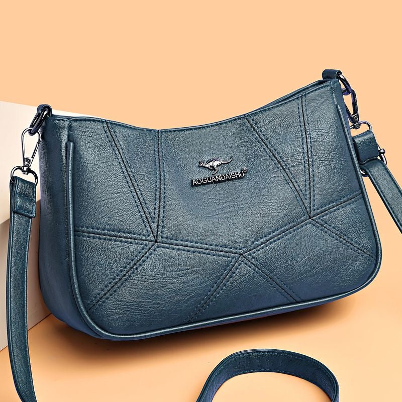 Bolso bandolera de piel suave con patchwork