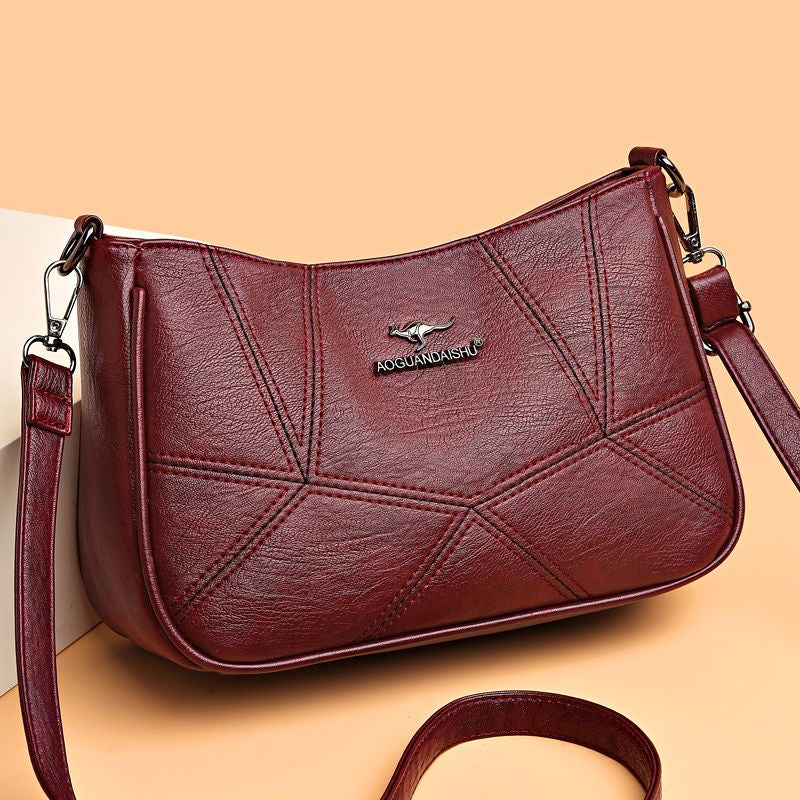 Bolso bandolera de piel suave con patchwork