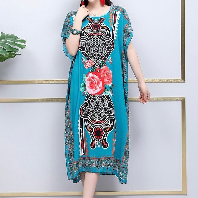 Vestido drapeado estampado