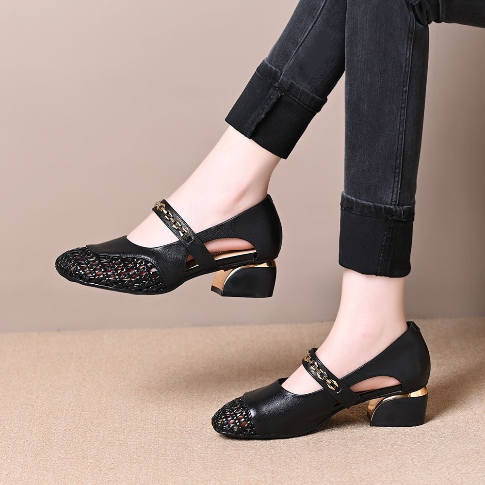 Zapatos de malla transpirable de cuero