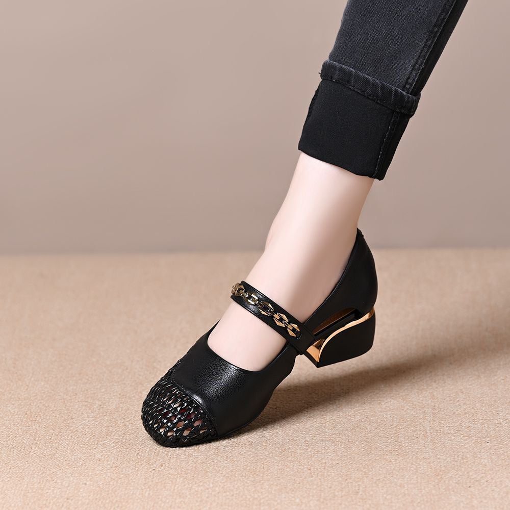 Zapatos de malla transpirable de cuero