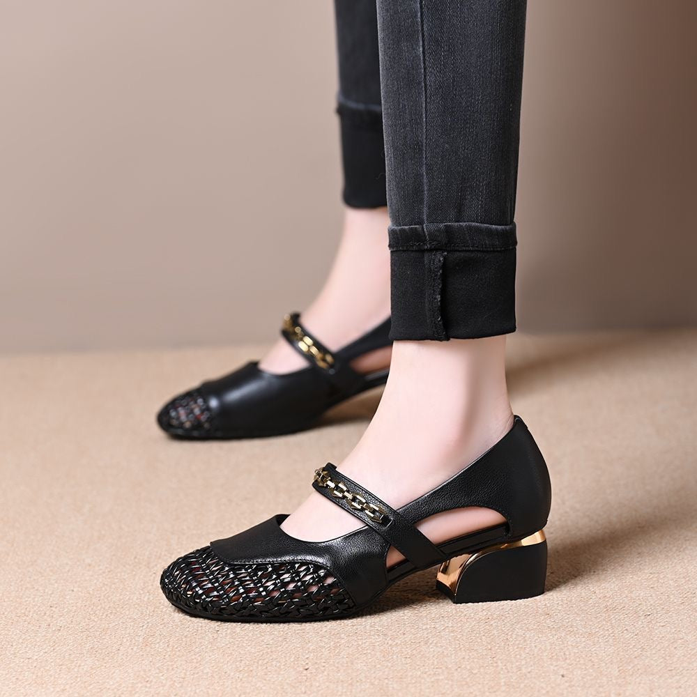 Zapatos de malla transpirable de cuero
