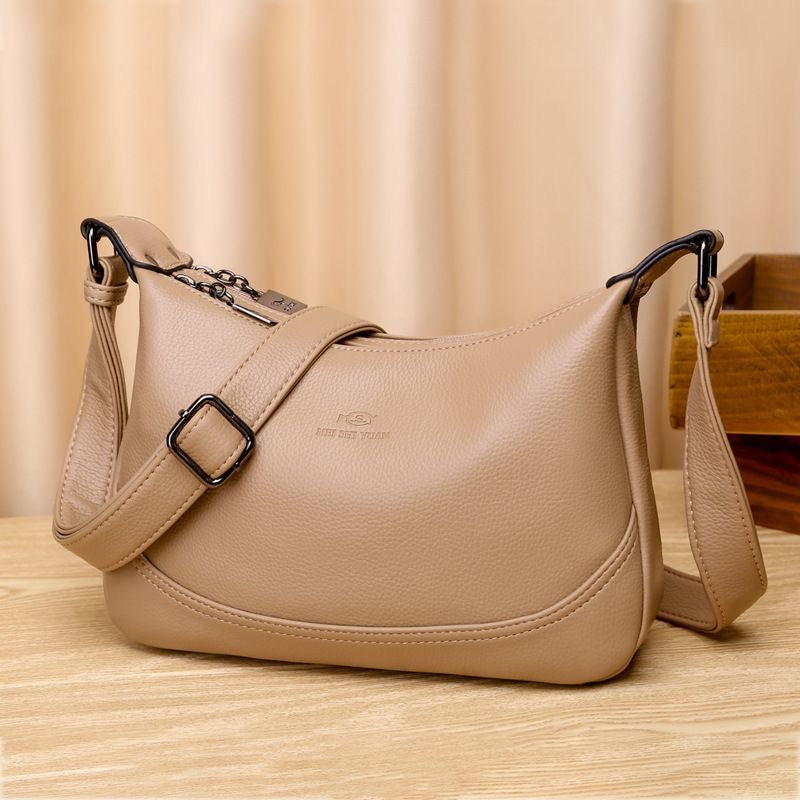 Bolso bandolera casual de piel auténtica