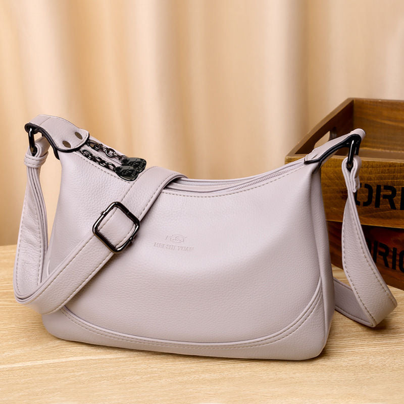 Bolso bandolera casual de piel auténtica