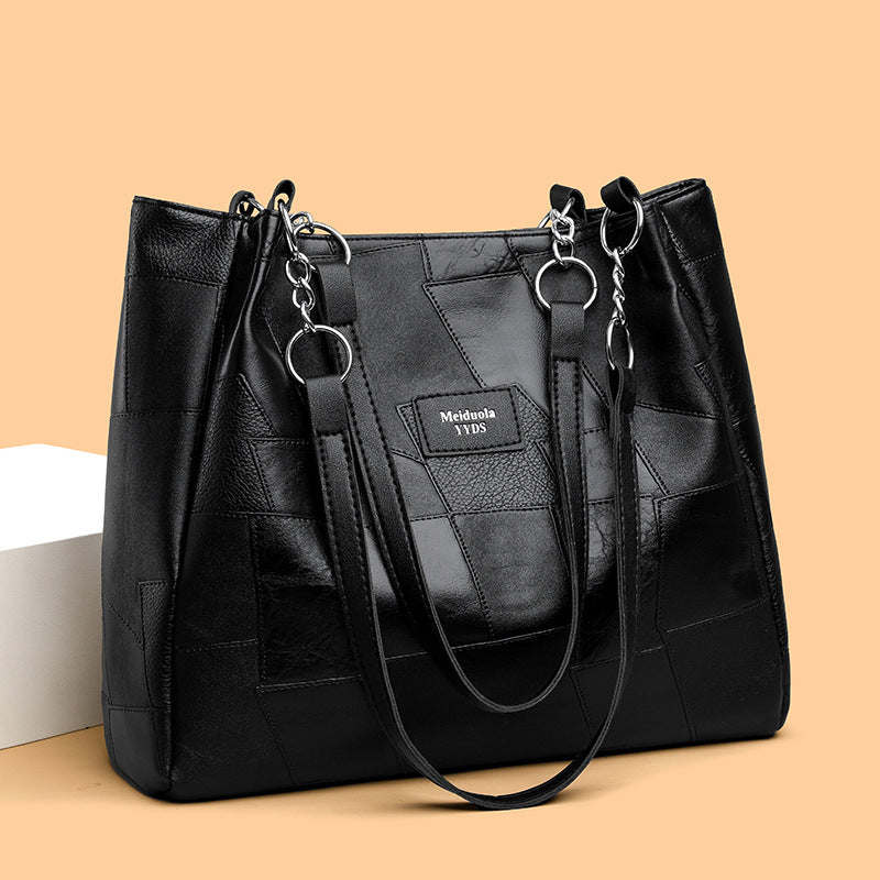 Bolso de piel con patchwork