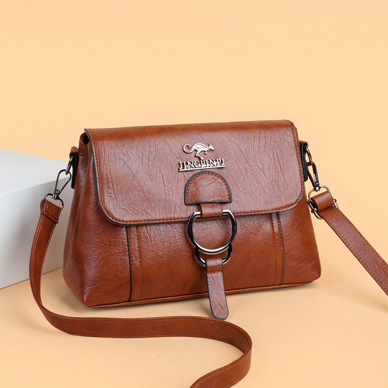Bolso de hombro cuadrado sencillo de piel suave