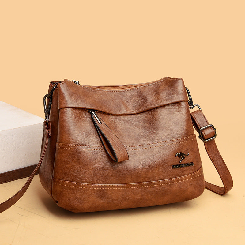 Bolso bandolera de piel suave con cremallera