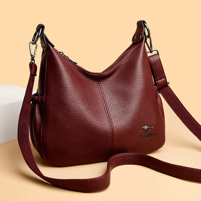 Bolso de piel de gran capacidad y hombro ancho