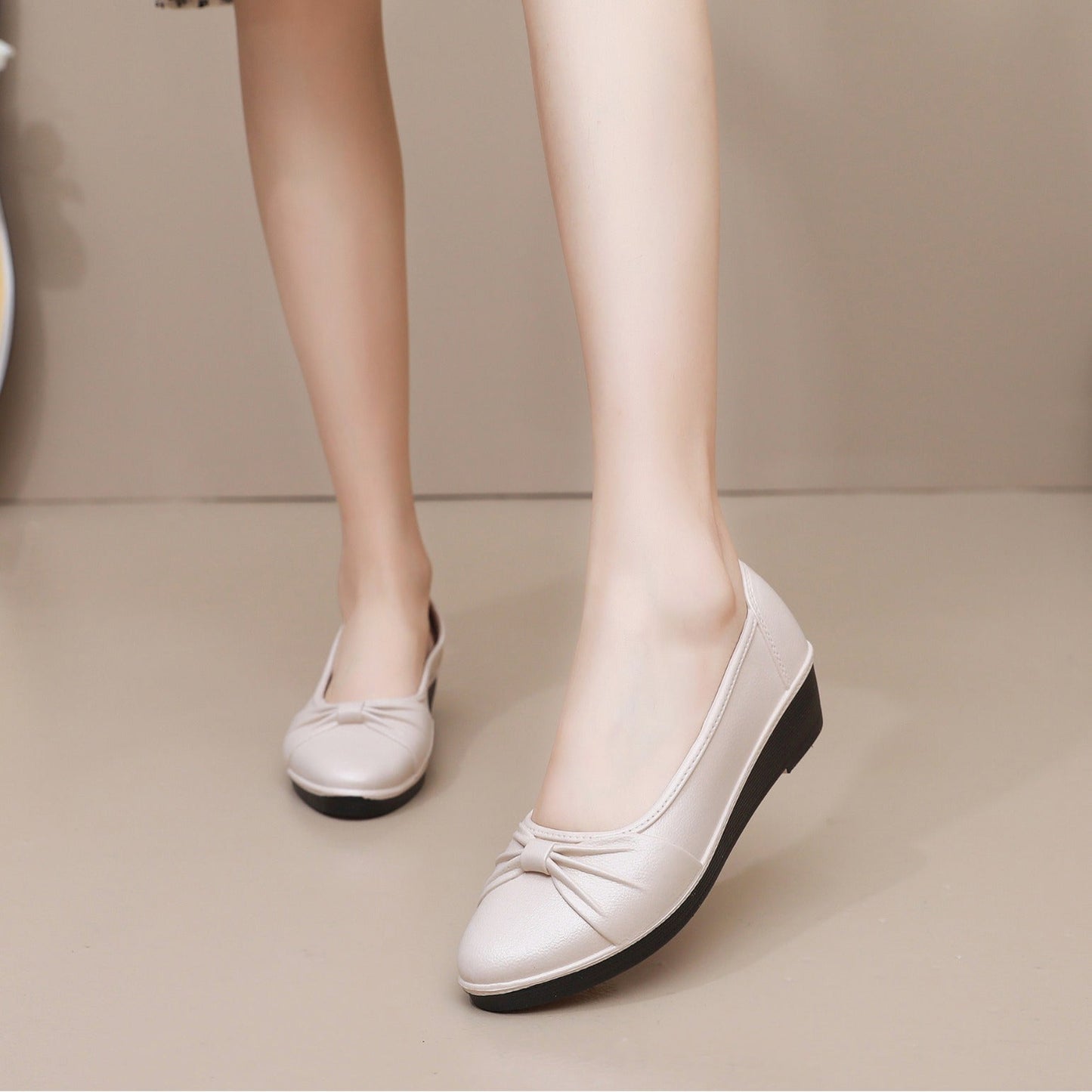 [100% cuero genuino] Zapatos mamá suela blanda
