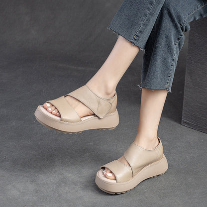 Sandalias de suela gruesa con forma de boca de pez (material de piel de vaca)