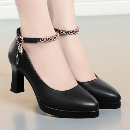 Tacones altos de piel suave para mujer