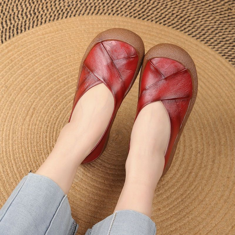 Zapato de Piel Cómodo Estilo Vintage Mujer