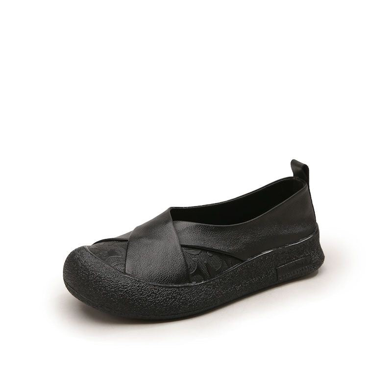 Zapato de Piel Cómodo Estilo Vintage Mujer