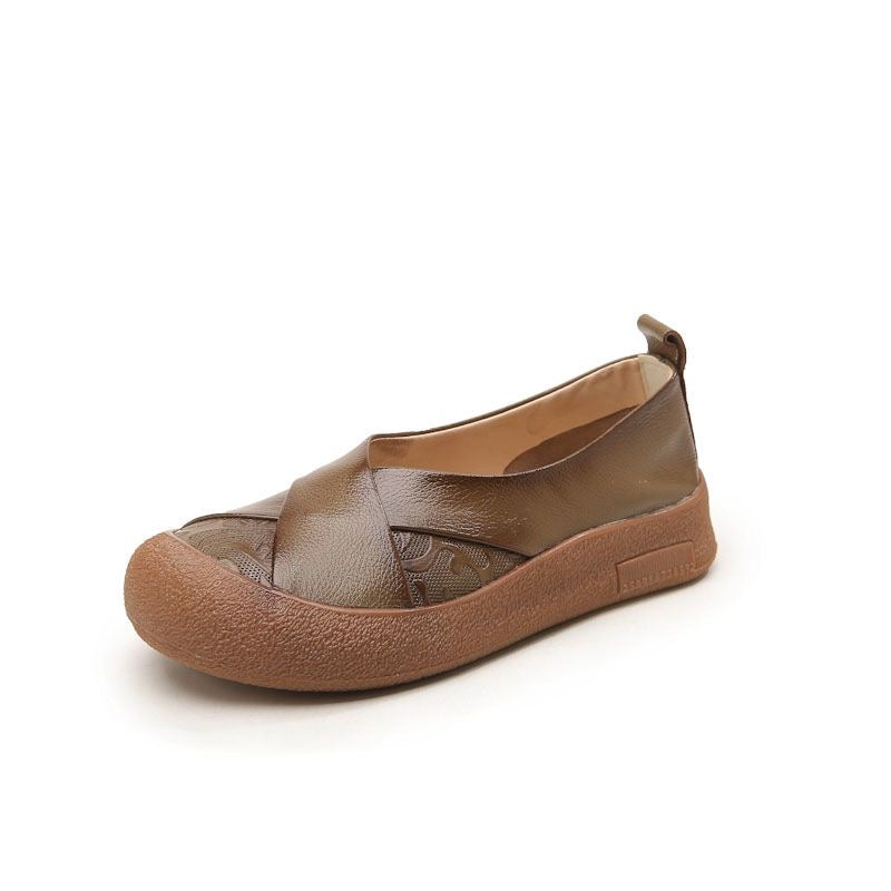 Zapato de Piel Cómodo Estilo Vintage Mujer