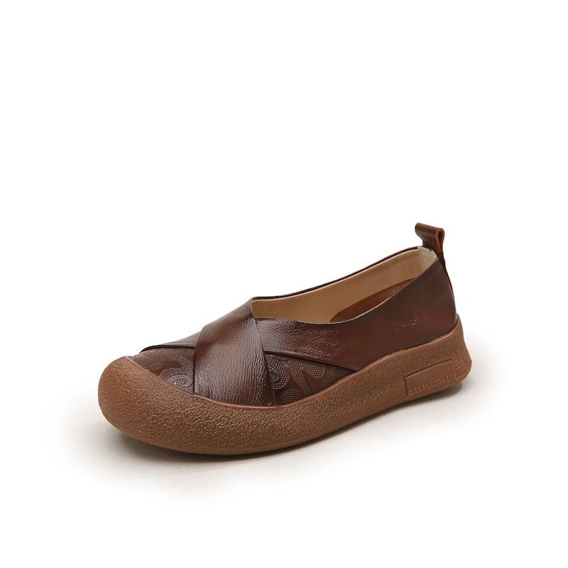 Zapato de Piel Cómodo Estilo Vintage Mujer