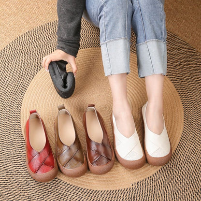 Zapato de Piel Cómodo Estilo Vintage Mujer