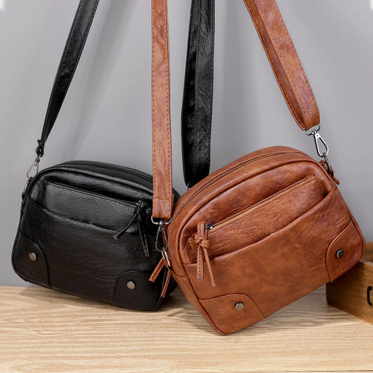 Bolso bandolera sencillo de piel suave estilo retro