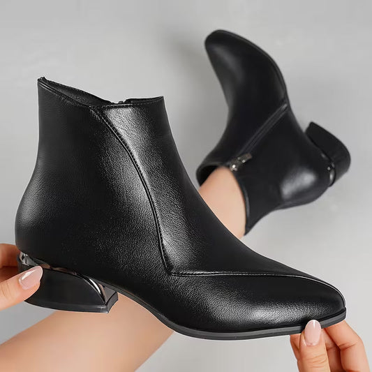 Botines de punta afilada con cremalleras laterales