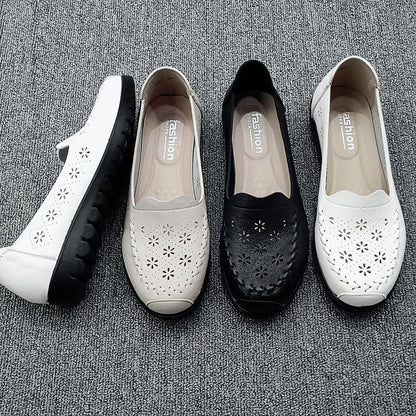 Zapatos planos de piel auténtica