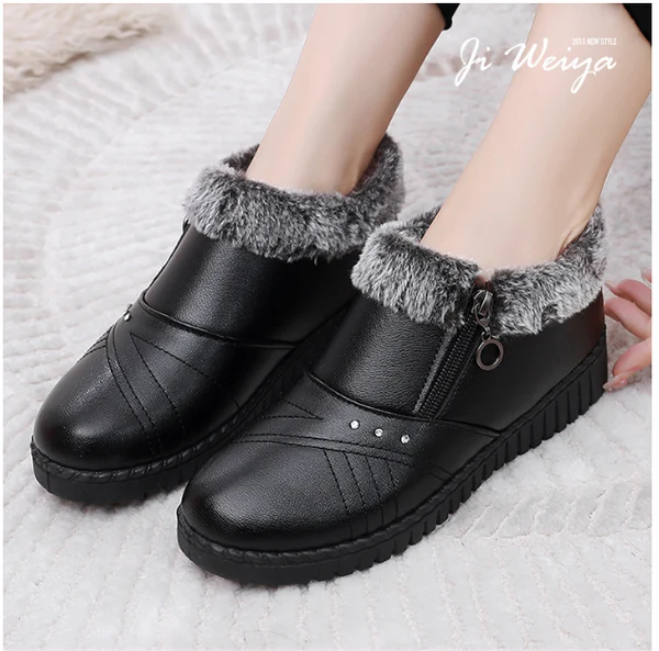 Zapatos cálidos de suela gruesa de lana