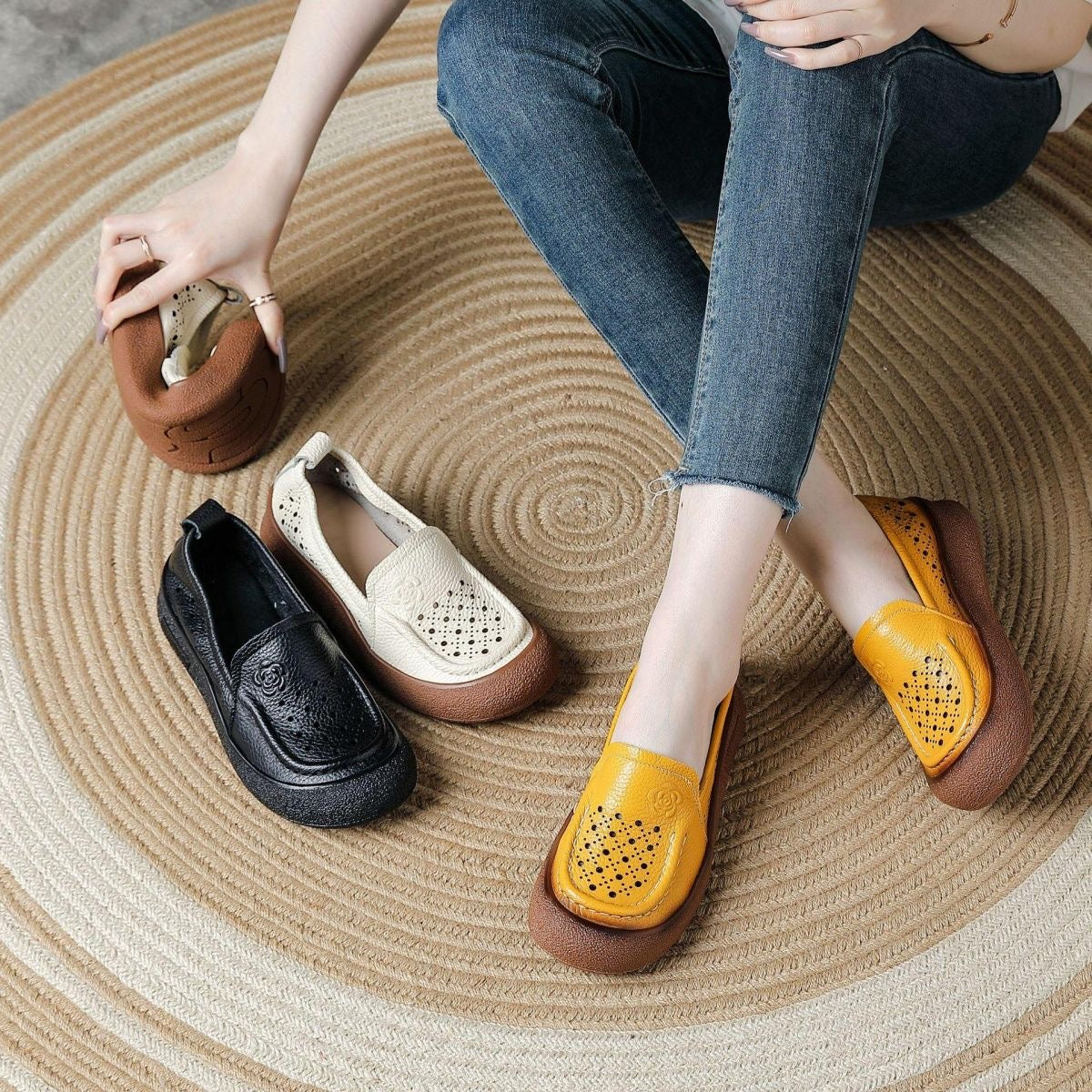 Zapatos Ortopédicos para Mujer de Piel Genuina con Suela Suave