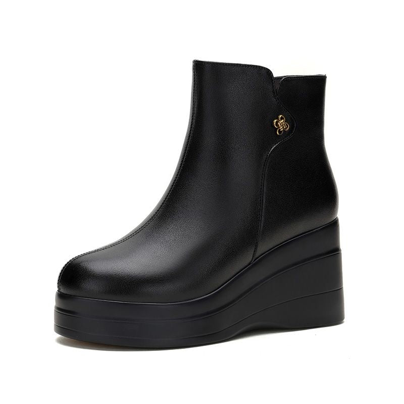 Botines de Cuña Cómodos con Cremallera Lateral