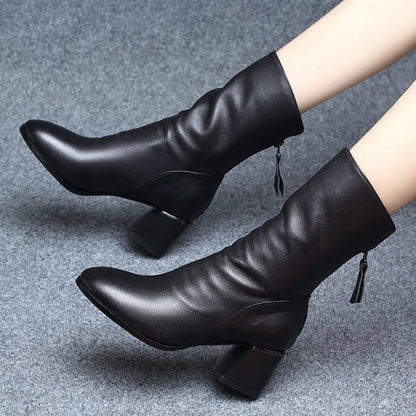 Botas media caña mujer de piel suave