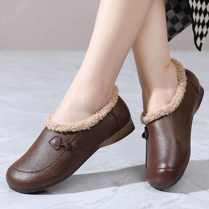 Zapatos de algodón cálido de cuero suave
