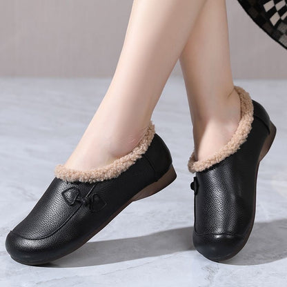 Zapatos de algodón cálido de cuero suave
