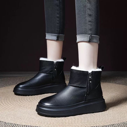 Botas de cuero femenino (blanco y negro)