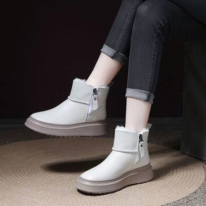 Botas de cuero femenino (blanco y negro)