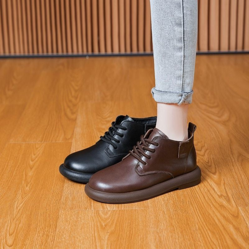 Botines de Piel Genuina para Mujer con Cordones