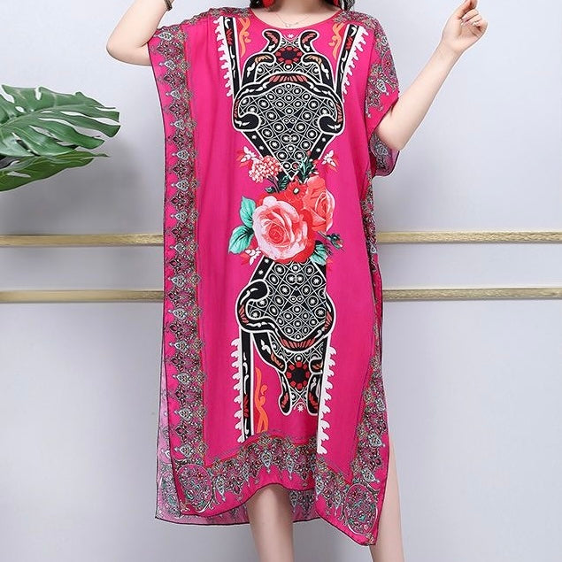 Vestido drapeado estampado