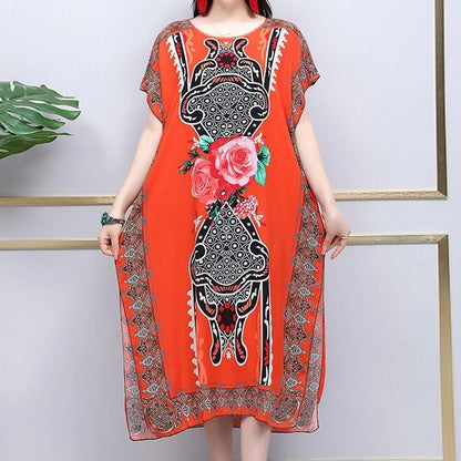 Vestido drapeado estampado