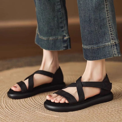 Sandalias tipo gladiador de piel genuina suave