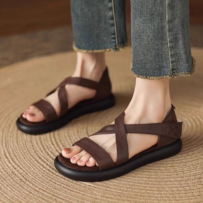 Sandalias tipo gladiador de piel genuina suave
