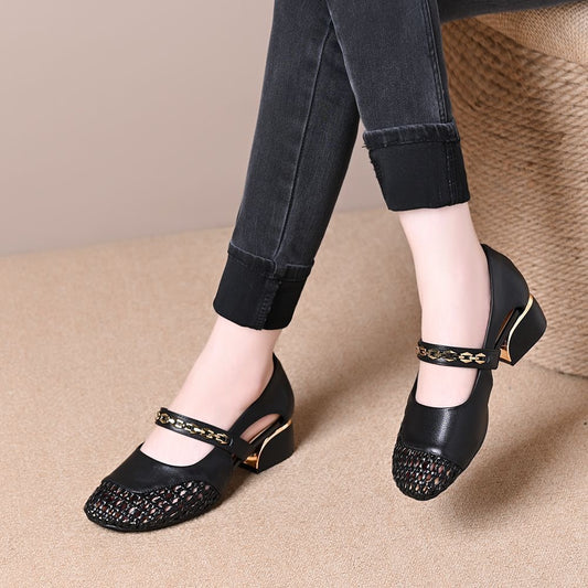 Zapatos de malla transpirable de cuero
