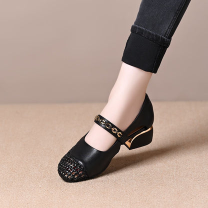 Zapatos de malla transpirable de cuero