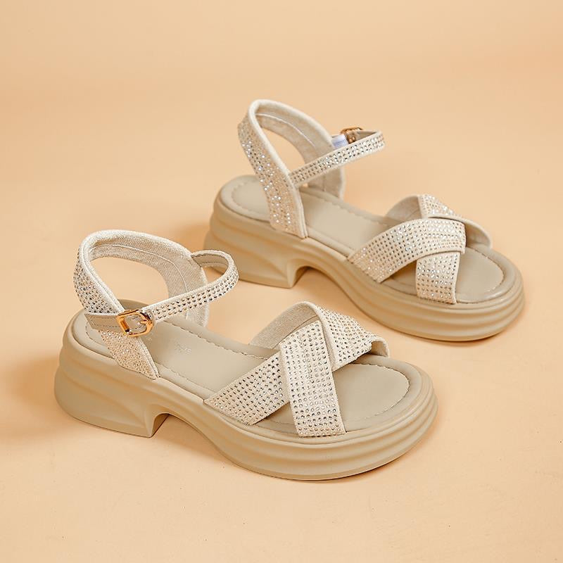 Sandalias de suela blanda con diamantes