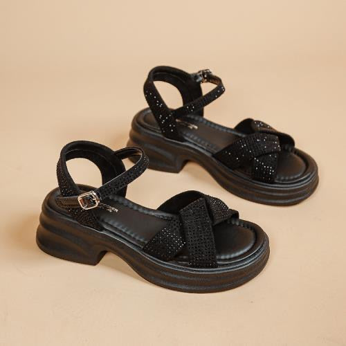 Sandalias de suela blanda con diamantes