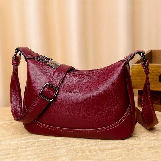 Bolso bandolera casual de piel auténtica