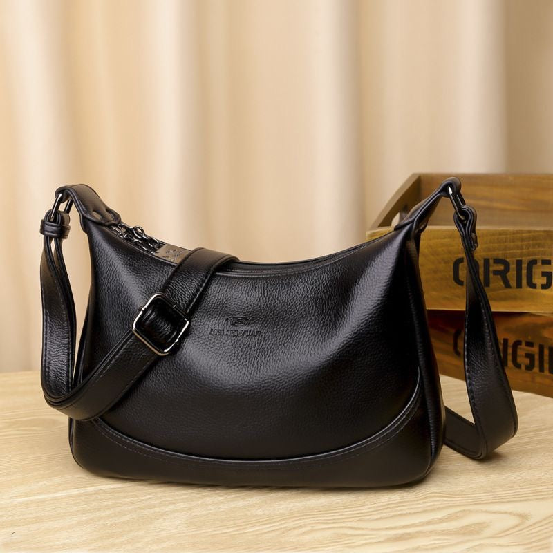 Bolso bandolera casual de piel auténtica