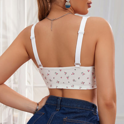 🔥Compre 1 y llévese 2 paquetes:Sujetador con cierre frontal y estampado floral de mariposas