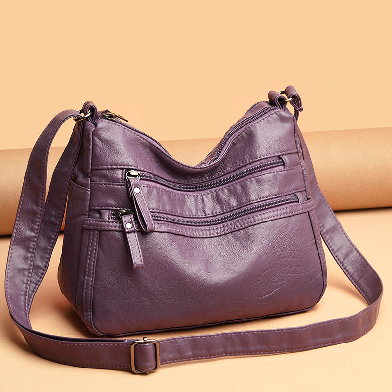 Bolso de piel de color liso