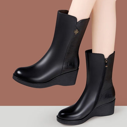 Botines de Cuña para Mujer con Cremallera Lateral